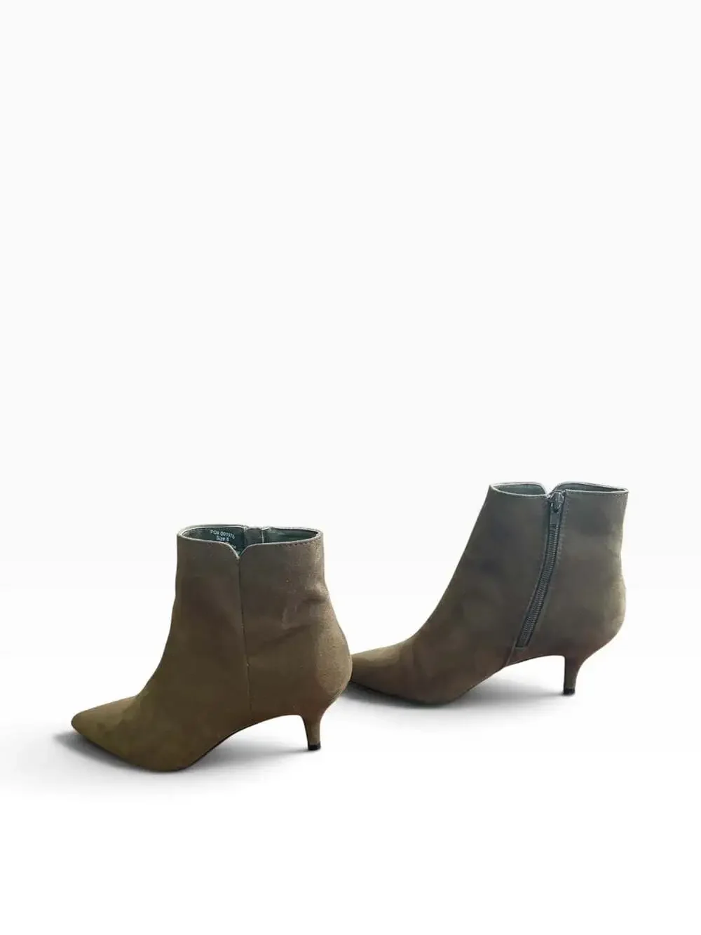 Faux Suede Kitten Heel Ankle Boots Size 8 Khaki